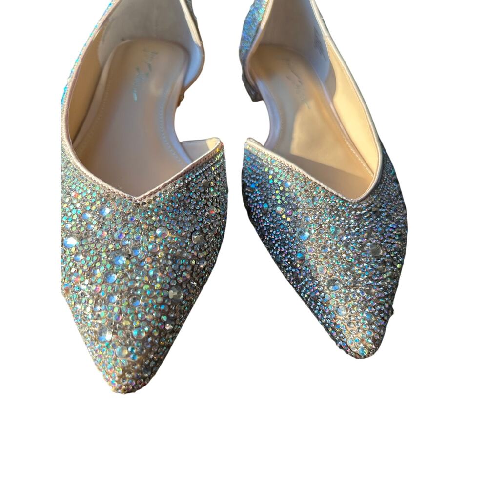 Betsey Johnson Remy Silver Rhinestone Ballet Flats Size 9 Pointed Toe New - Picture 6 of 9